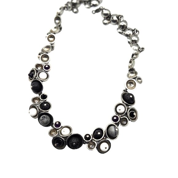 Osmose By Sonia Ferland Necklace MCM Brutalist Modern Designer with lava agate - Picture 6 of 9